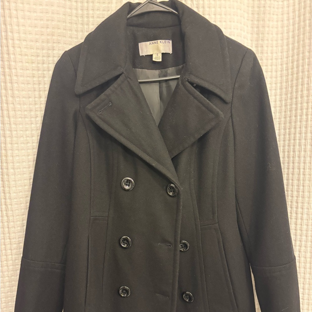 Anne Klein Women's Elegant Black Pea Coat
